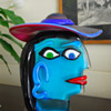 Murano glass Picasso lady with hat by Austeré