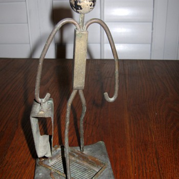 Old metal match holder and ashtray - Tobacciana