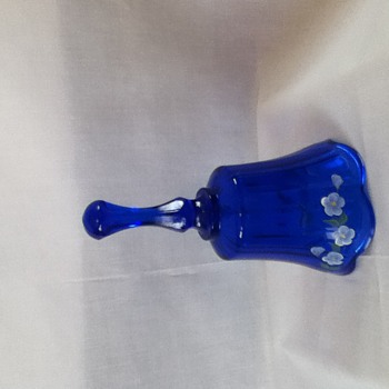 Blue hand painted glass Fenton bell - Art Glass