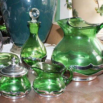 Farber Brothers items with green glass