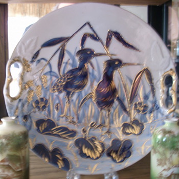 Early RS Prussia cobalt plate, mold A8, Shore birds