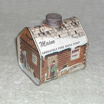 Maple Syrup Log Cabin tin - Advertising