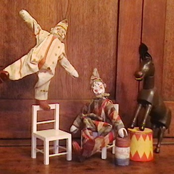 1920's Schoenhut Humpty Dumpty Circus Clowns and Donkey