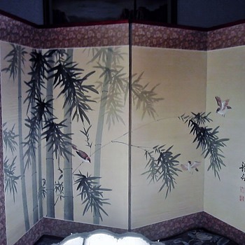 4 panel silk painted screen