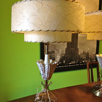 Mid-Century Lamps with Fiberglass Drum Shades