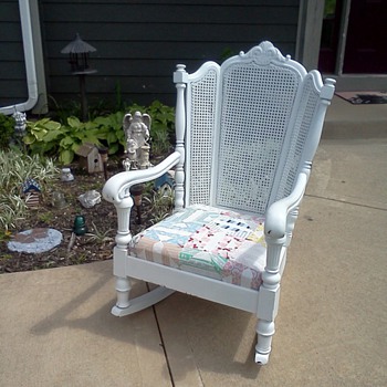 antique wingback cane back rocking chair