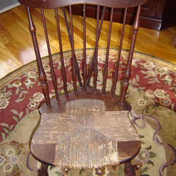 Antique Nichols & Stone Windsor Rush Seat Rocker