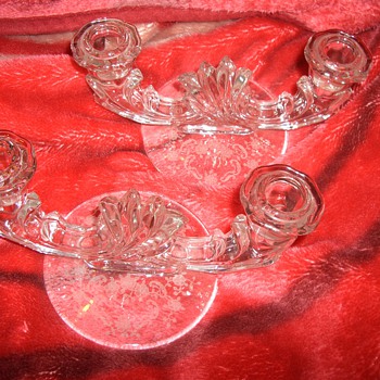 Gorgeous Pair of Crystal Double Candle Holders - Glassware