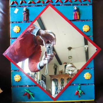 Guatemala Mayan Indian Worry Doll mirror from thrift store - Folk Art
