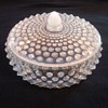 VERY RARE &HTF FENTON FRENCH OPALESCENT HOBNAIL LOW CANDY JAR NO. 3880