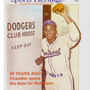 Jackie Robinson as a Montreal Royal on cover of Sports Heritage magazine
