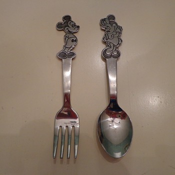 Bonny Walt Disney Stainless Mickey & Minnie Mouse Fork & Spoon Vintage Free Ship - Kitchen