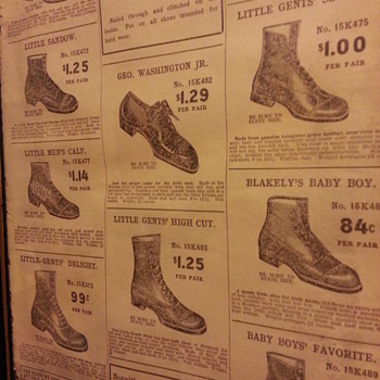 Cobbler supplies and shoes from 1908 Sears Roebuck catalog