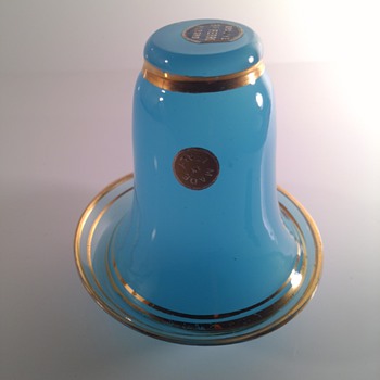 Aqua Opaline Ferro Murano Glass Made In Italy with Gold Rim - Art Glass