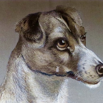 Antique Oriental Silk Embroidered Dog Portrait~Unbelievably Beautiful!