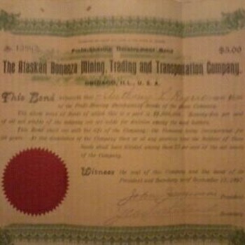 "The Alaskan Bonanza Mining, Trading, and Transportation Company." Bond - Paper