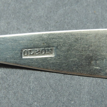 Set of Four Coin Silver Demitasse Spoons Marked OLSON?  Help