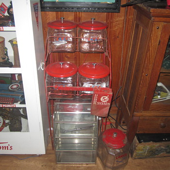 Lance four jar rack with honor box - Advertising