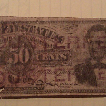 US Fractional Note 50 Cents, Stamped as Counterfeit - US Paper Money