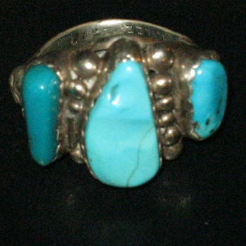 Navajo Turquoise Ring Signed A. Lee - Native American