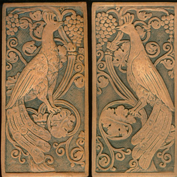 California Art Tile Peacocks - Art Pottery