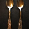 Two Sterling Serving Spoons Elaborate Design