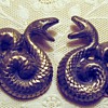 Pair pressed metal coiled serpent dress clips