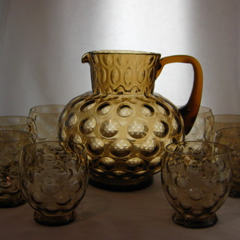 Amber Pitcher and Tumblers - Glassware