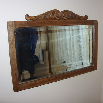 oak beveled glass hanging mirror