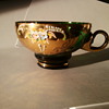18-24K Gold Enameled Green Glass Cup