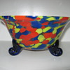 Czechoslovakia Spattered Glass Cobalt scrolled footed bowl  Franz Welz