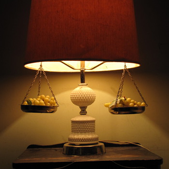 Old Lamp with weight balance and green grapes - Lamps