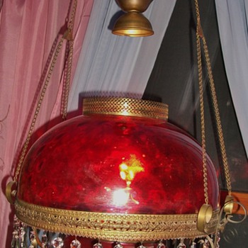 Bullseye glass hanging parlor lamp