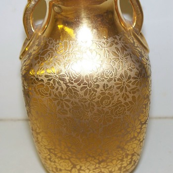 Gold Encrusted Vase,Czechoslovakia - Art Pottery