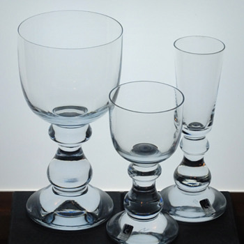 Strombergshyttan goblet, liqueur/sherry and shot glass from late 1970's. - Art Glass