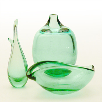 Søgrøn (Sea green) coloured items, Per Lütken (Holmegaard, 1950s) - Art Glass