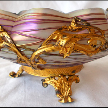 Pallme Konig mounted threaded bowl - Art Glass