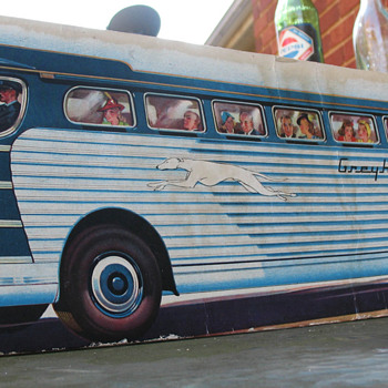 GREYHOUND BUS CARDBOARD STANDUP, 1940-50'S - Advertising