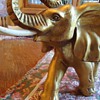 Elephant ceramic? with tusk made of? bone or wood