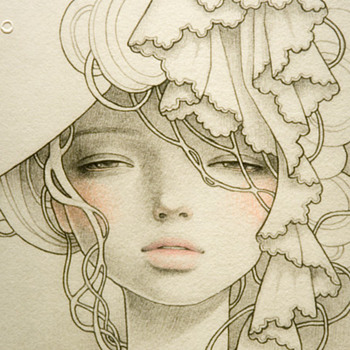 Audrey Kawasaki "Okimiyage" Intaglio Modern Art Nouveau Print