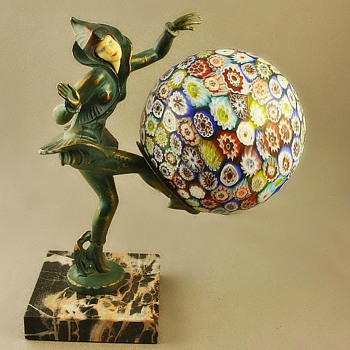 Lamp "Danseuses Des Indies" By Ignacio Gallo, C1927, Millefiori Shade. 4th example. - Lamps