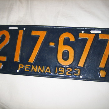 1923 pennsylvania license plate - Signs