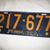 1923 pennsylvania license plate