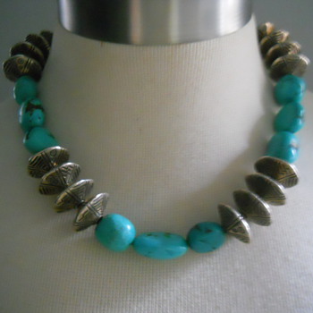 Silver and Turquoise Bead Necklace - Fine Jewelry