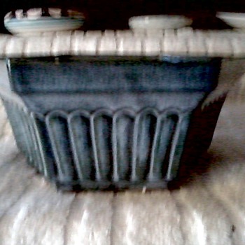 RRP Co. Roseville OH USA / Six Sided Slate Blue Floral Dish - Art Pottery