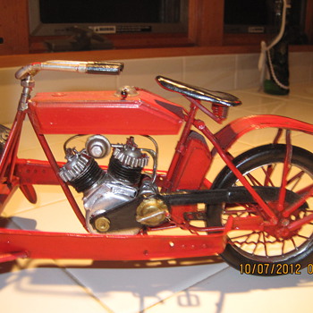 Tin Toy Motorcycle Delivery Wagon