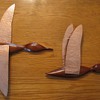 Mid Century Danish Modern Teak & Copper Flying Wall Ducks