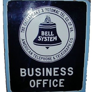 Chesapeake &Potomac Telephone Co. of Virginia Porcelain Sign - Signs