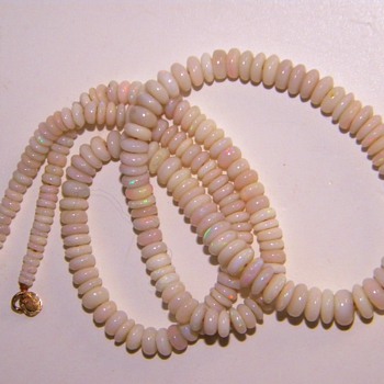 Antique Fire Opal Disk Bead 16" 14k  Necklace  - Fine Jewelry