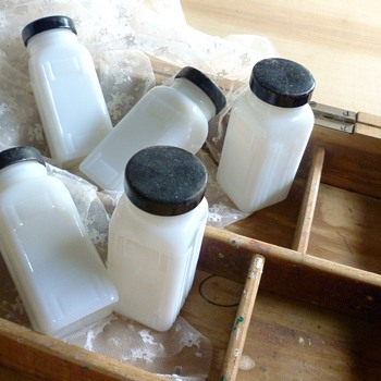 milk glass spice jars - Glassware